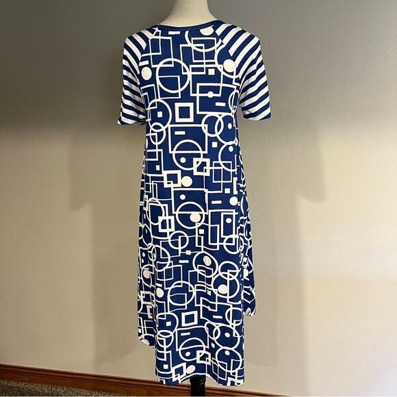 LuLaRoe short sleeve geometric print hi-low scoop neck Carly dress size XS - Picture 6 of 12